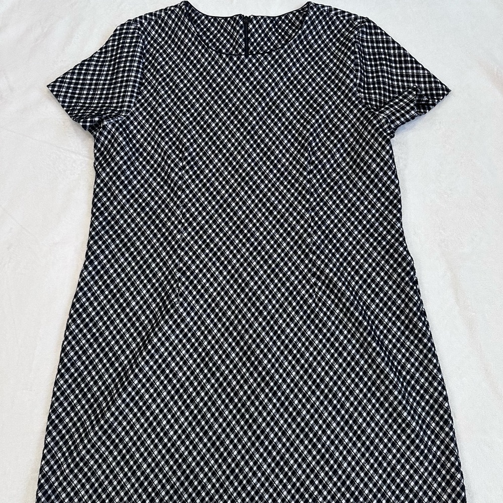 SPANX Jacquard Ponte Plaid Black White Mini Dress Size 1X Long Sleeve EUC - Picture 2 of 13